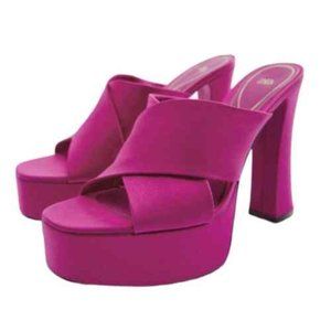 Zara Fuchsia Pink Satin Effect Platform Sandals Heels Size 39 - 8